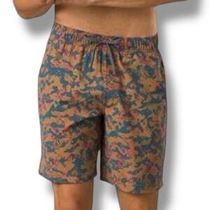 NWT Prana Men’s Metric E-Waist Short Sz M Fresca Camo 8" Drawstring
